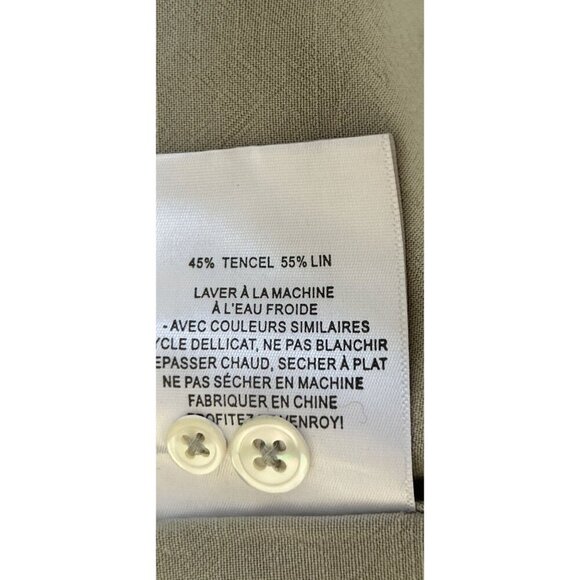 VENROY Linen Blend Button-up henley shirt tunic long sleeve pale sage  Size Med - Picture 9 of 10